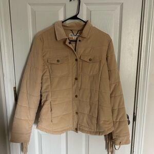 IDYLLWINDkhaki puff jacket with tassels on the back and sleeves